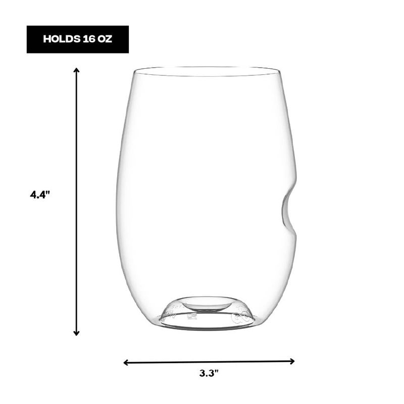 govino Unbreakable Stemless Wine Glass â€“ Set of 4, 16oz, Dishwasher Safe, BPA-free Tritan, Clear Stemless Red Wine Glasses, Shatterproof for Indoor, Outdoor, Everyday Use. Reusable, Made in the USA - Image 2
